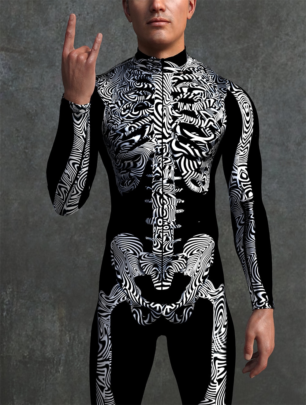 Totenkopf Halloween Cosplay Kostüm Bodysuits Ganzkörper-Catsuit Karnevalskostüm Ganzkörperanzug Einteiler Gruseliges Kostüm Kinder Erwachsene Herren Damen Maskerade Karneval Party Halloween Einfache 2025 - $37.99 –P8