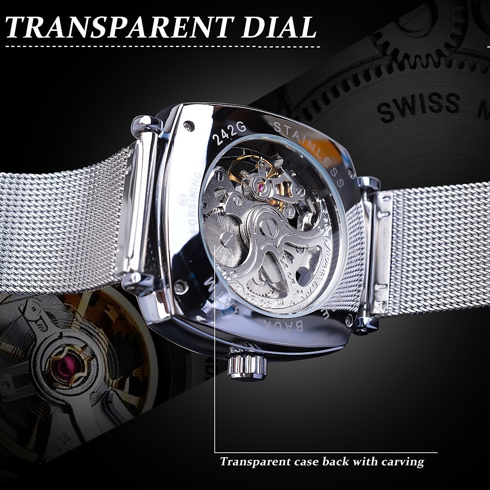 FORSINING Men Mechanical Watch Large Dial Fashion Business Wristwatch Hollow Skeleton Automatic Self-winding Luminous Waterproof Alloy Leather Watch 2025 - $42.99 –P7