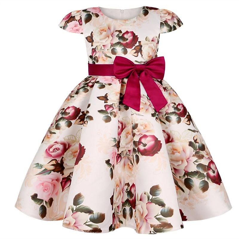 Kinder Mädchen Kleid Partykleid Blumen Blume Kurzarm Leistung Hochzeit Besonderer Anlass Gerafft Elegant Urlaub Mode Polyester Midi Partykleid Schwingkleid Skaterkleid Sommer Frühling 3-10 Jahre Wei 2026 - $36.99 –P17