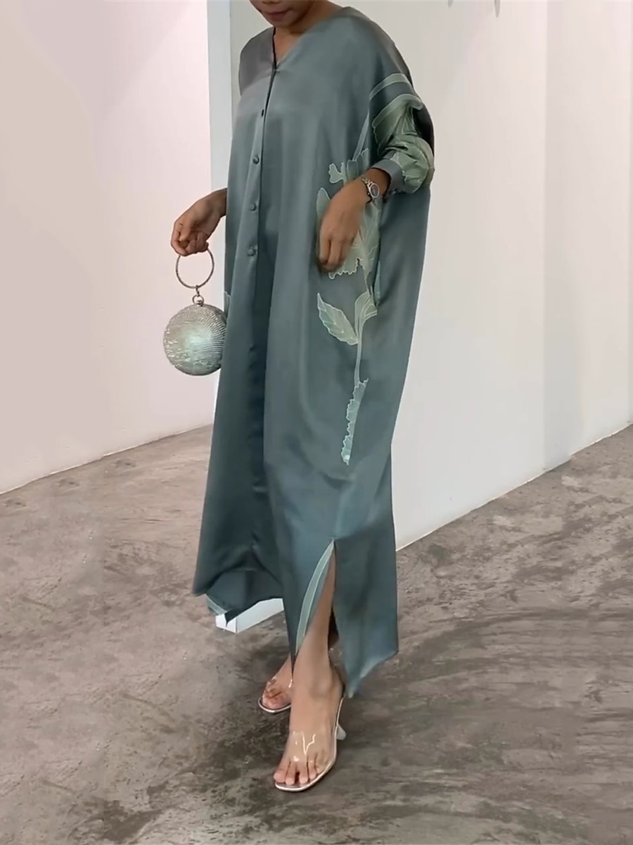 Damen schwarzes kleid Ballkleid abendkleider Taste Gespleisst V Ausschnitt Langarm Blumen Formal kleid hochzeitsgast Weiß Purpur Frühling Winter 2025 - $46.99 –P1