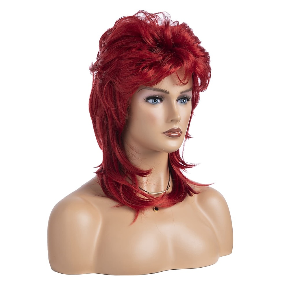 Parrucche mullet per donne rosso vino lunga stratificata capelli rocker anni '70 '80 parrucca sintetica cosplay parrucche di Halloween del 2026 a $20.99 –P6