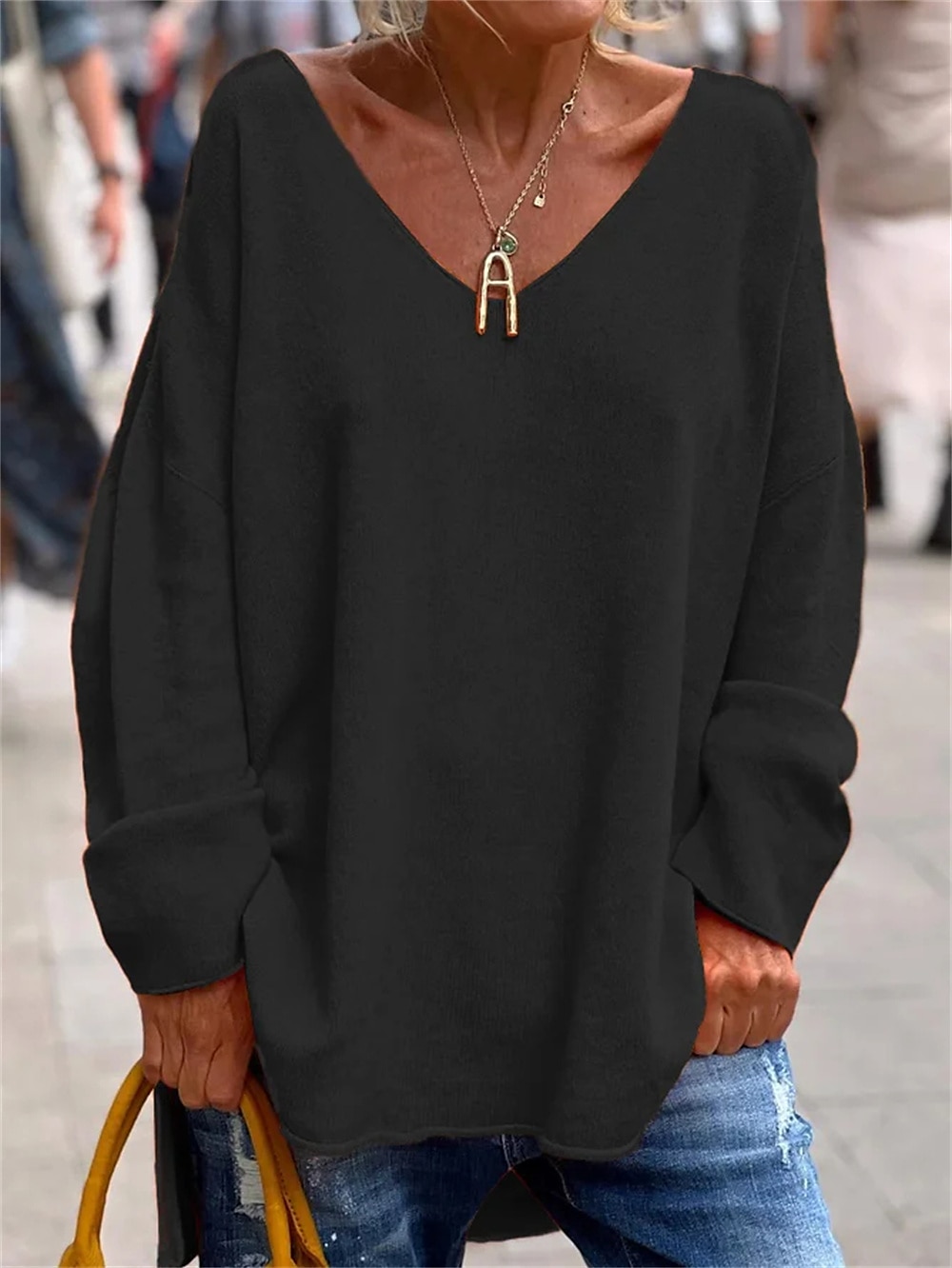 Women's Tunic Oversized Sweatshirt Pullover Sports Basic Neon & Bright Plain Street Casual V Neck Loose Fit Long Sleeve Black Pink Orange Gray Fall & Winter 2025 - $29.99 –P7