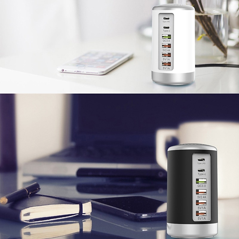 6 Port Desktop Charger, 65W USB Hub Charging Station (3 x USB+Type C+QC3.0+PD 18W), Multi-Port Charger Hub Desktop Charging Station, Fast Wall Charger Compatible with Smart Phones, Tablets and More 2025 - $28.99 –P2