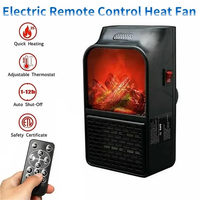Mini Electric Fan Heater Portable Plug-in Wall Ceramic Heater Air Heating Winter Room Warmer Thermostat Remote Control 400W PTC 2025 - $28.99 –P2