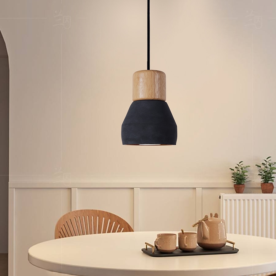 LED Pendant Light Wood Art Cement Concrete Hanging Lamp Simple Cafe Restaurant Bar Pendant Light E27 Light Source Metal Iron Art Droplight Flashlight Concrete Ceiling Light 110-240V 2025 - $67.99 –P6