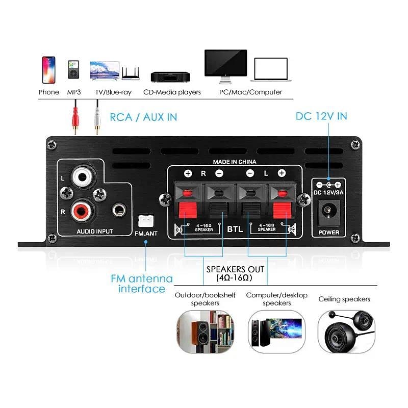 Высококачественный комплект 800 Вт 2-канальный мини Hi-Fi усилитель аудио стерео домашний автомобильный FM подарок на день святого Валентина 2026 - $45.99 –P4