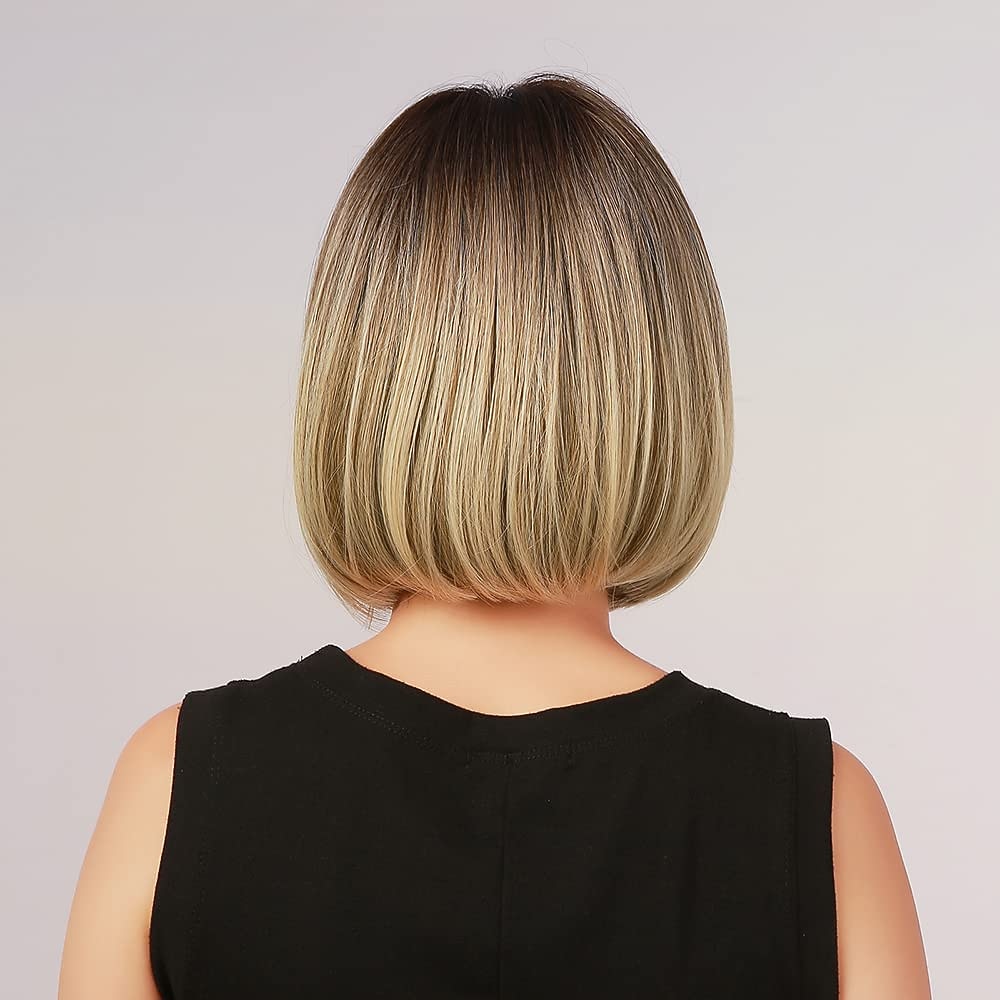 Blonde Bob Wig with Bangs - 12'' Short Blonde Wig for Women Natural Look Color Wigs with Bangs Super Soft and Easy to Wear Straight Bob Wig Synthetic Wig for Daily Halloween 2026 - $22.99 –P3