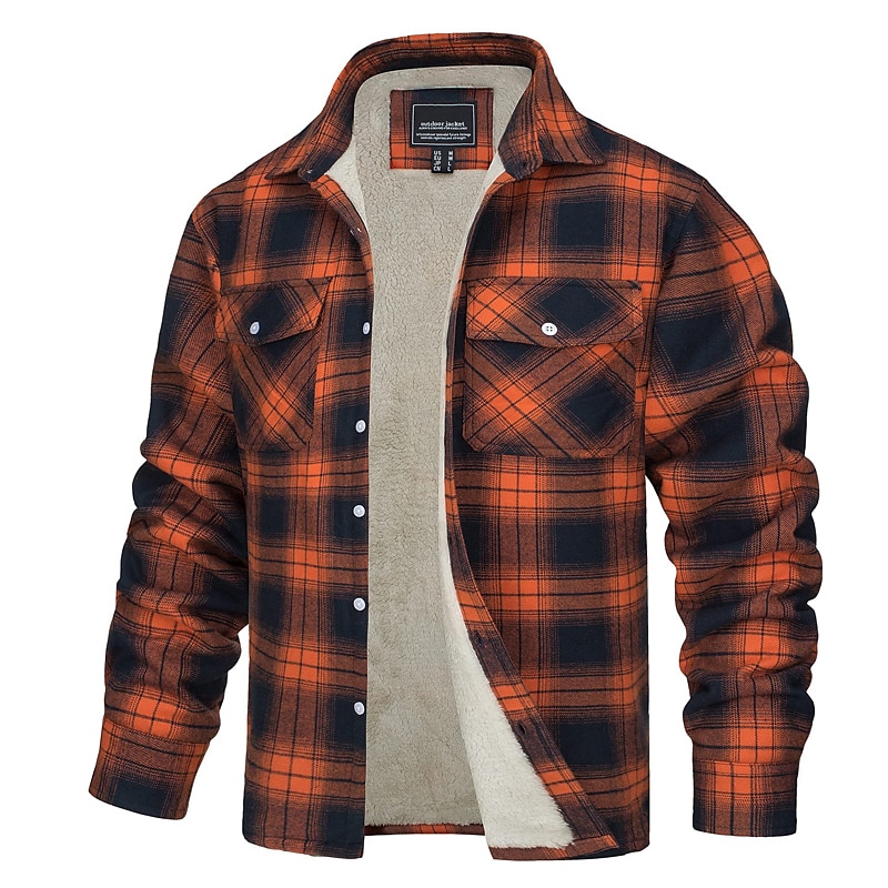 Herren Trucker Jacke Hemdjacke Shacket Flanell-Fleecejacke Outdoor Freizeitskleidung Warm Knopf Tasche Herbst Winter Farbblock Modisch Strassenmode Kargen Standard kleiner Finger Schwarz Marinenblau 2025 - $70.99 –P4