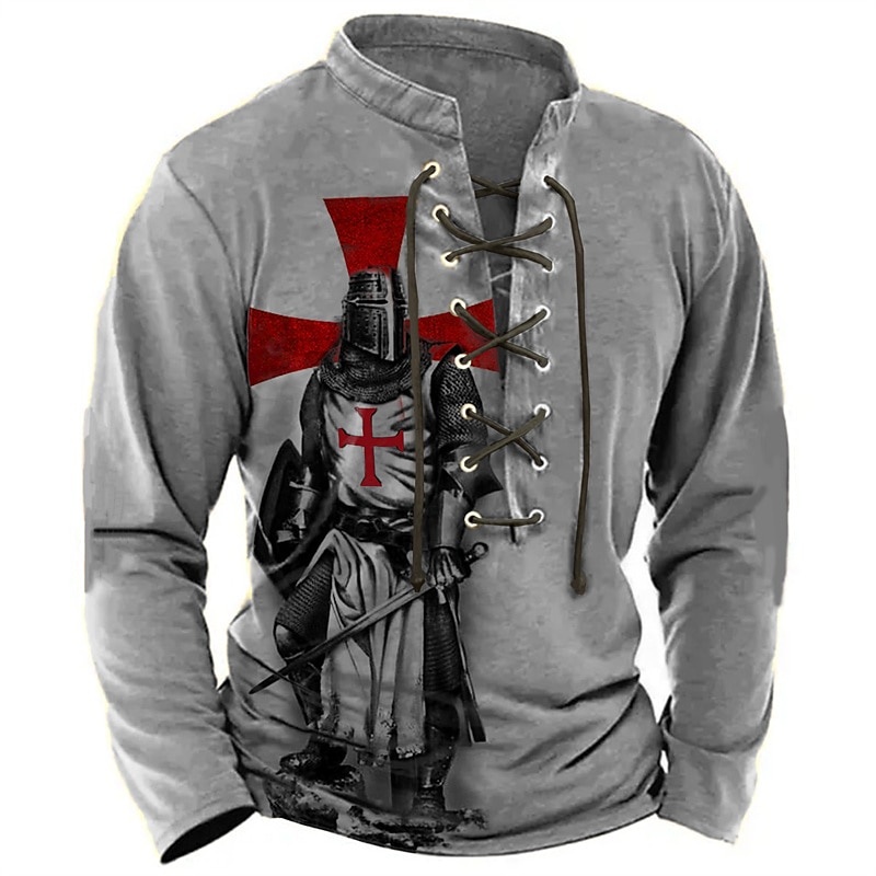 Per uomo Cavalieri Templari Stampe Grafiche Maglietta grafica Camicia vintage Manica Lunga maglietta Camicia Moda Designer Casual All'aperto Vacanza Abbigliamento quotidiano Blu Marrone Verde del 2025 a $24.99 –P5