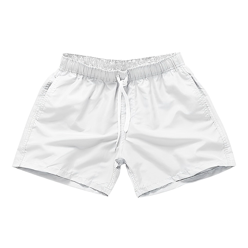 Herr Boardshorts Badshorts Snörning Med fickor Solid färg Vattentät UV Solskydd Simbassäng Hawaiisk Ledig / Sportig Svart Vit Microelastisk 2025 - $12.99 –P1