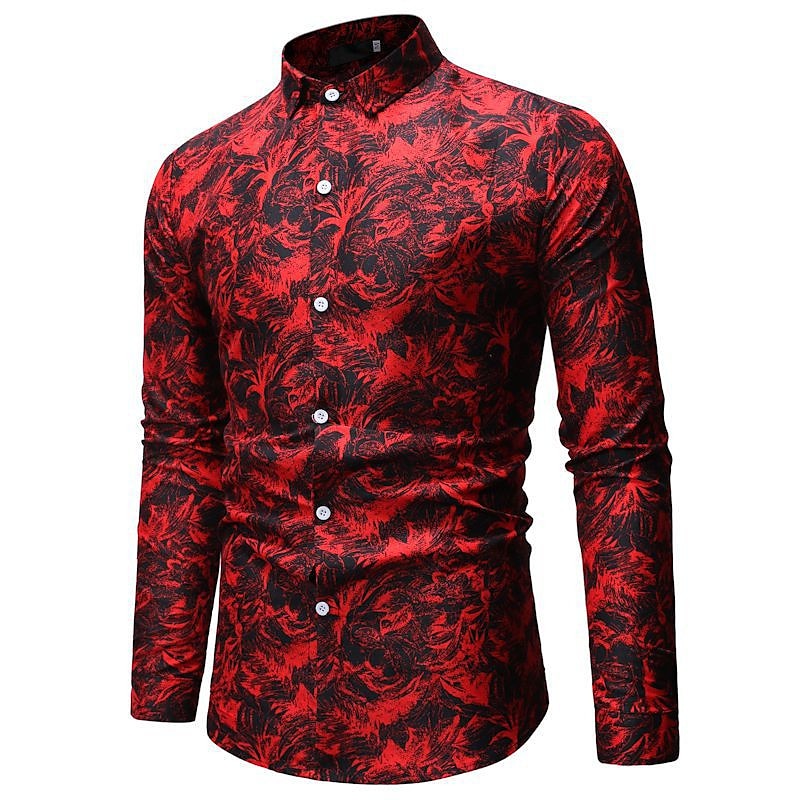 Herren Hemd Sommerhemd Knopfhemd Lässiges Hemd Rot Langarm Abstrakt Kargen Täglich Urlaub Bekleidung Modisch Brautkleider schlicht Komfortabel 2025 - $22.99 –P2