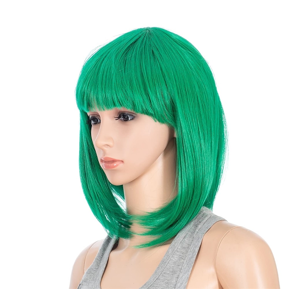 Perruque bob courte droite ombrée bleu rose multicolore de 10 pouces avec frange perruque synthétique colorée de cosplay pour les fêtes quotidienne pour femmes et enfants avec bonnet de perruque de 2025 ? $19.49 –P9