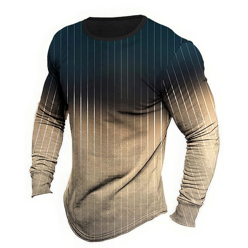 Herren Farbblock Gestreift T Shirt Grafischen T-Shirt Langarm T-Shirt 3D-Druck Rundhalsausschnitt Hemd Designer Retro Vintage Outdoor Täglich Urlaub Rosa Blau Purpur Frühling Sommer Bekleidung S M L 2025 - $19.99 –P2