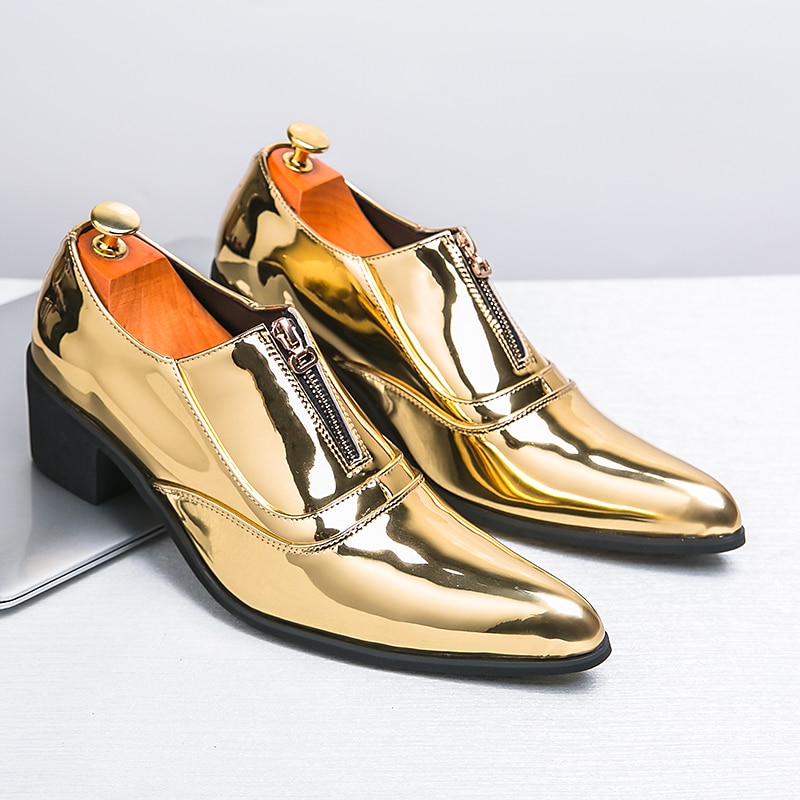 Miesten Oxford-kengät Muodolliset kengät Juhlakengät Brittiläiset ruudulliset kengät Englantilainen Joulu Juhlat joulu Kiiltonahka Korkeutta lisäävä Nauhat Hopea Musta Punainen Kevät Syksy 2025 - $79.99 –P3