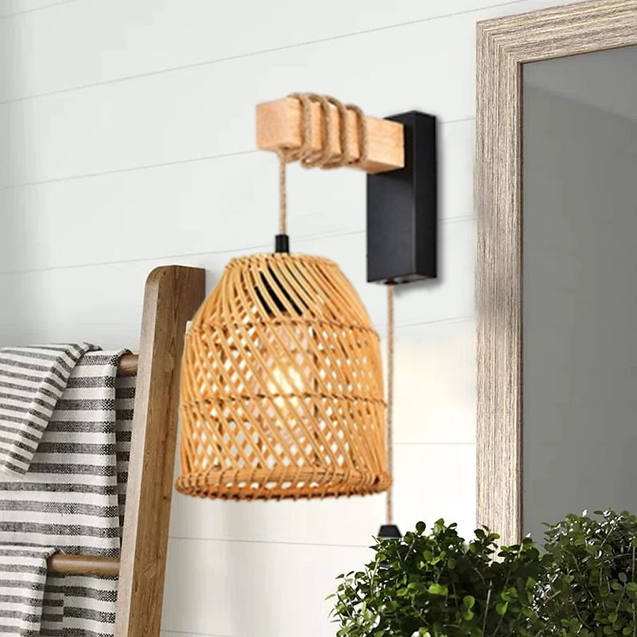 Vintage Campestre Lámparas de pared para interiores Sala de estar Comedor cuerda de cáñamo Luz de pared 110-120V 220-240V 2025 - $99.99 –P14