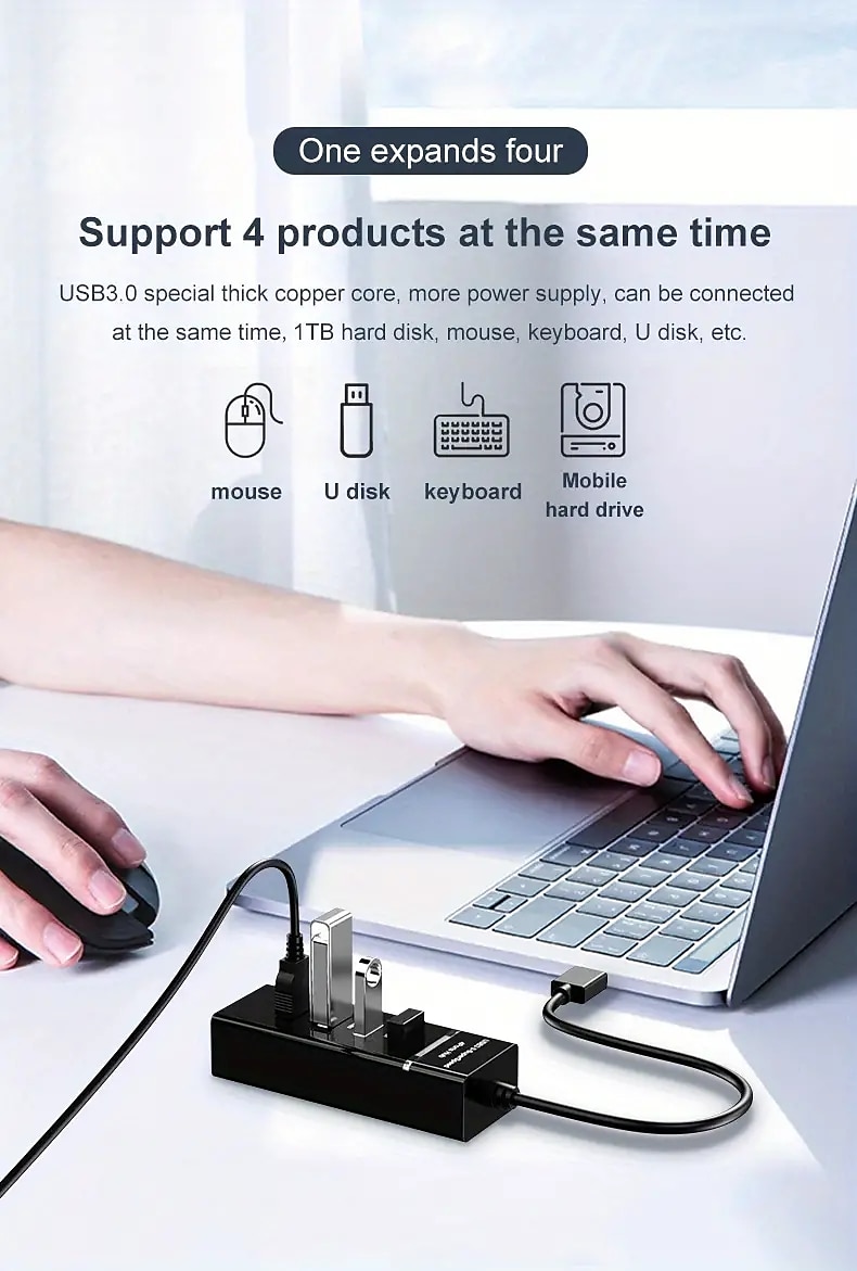 usb 3.0 hub atolla 4 יציאות סופר מהיר usb עבור מחשבים ניידים macbook surface pro ps4/5 כונני הבזק כוננים קשיחים 2025 - $14.99 –P2