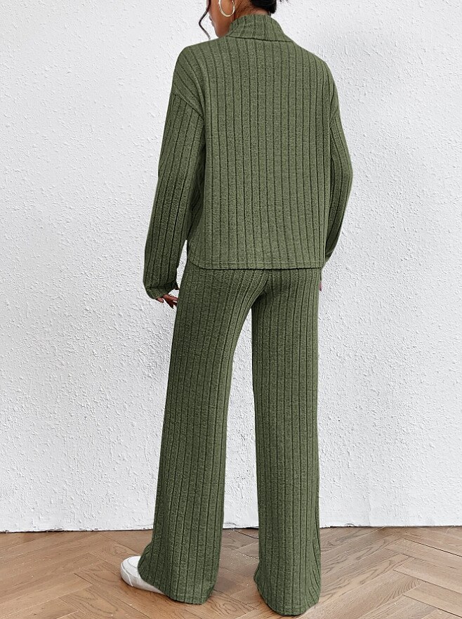 Femme Chaud Néon et lumineux Chemise Ensembles de pantalons Pantalon manche longue Col Roulé Couleur unie Casual Quotidien Noir Vert Véronèse Bleu Automne hiver Standard de 2025 ? $28.99 –P6