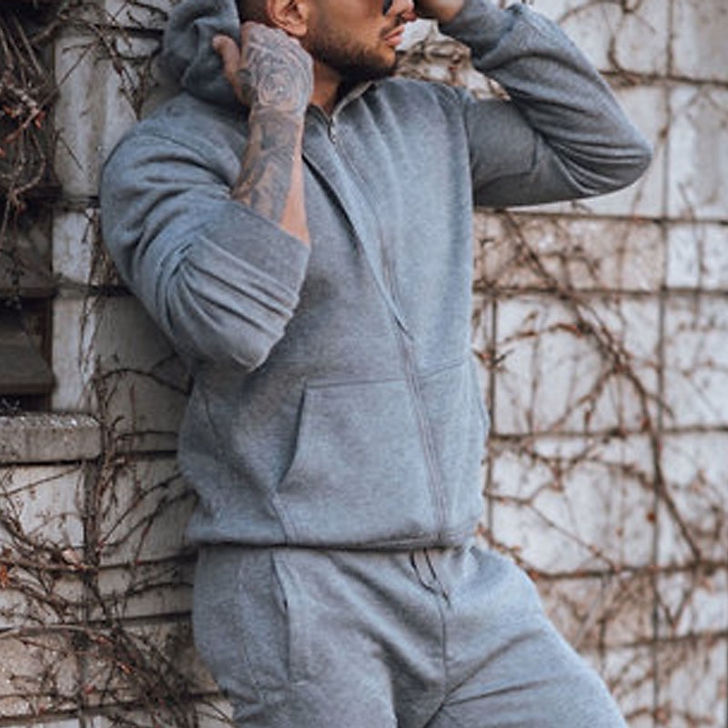 Męskie Rozpinana bluza z kapturem Bluza z zamkiem Rumiany róż Niebieski Szary Kaptur Równina Zapiąć na zamek błyskawiczny Sport i turystyka Codzienny Święto Poliester Moda miejska Nowoczesne Codzienny 2026 - $33.99 –P3