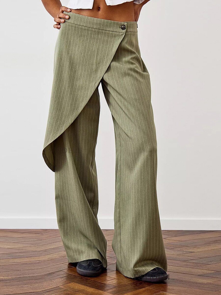 Women's Dress Pants Culottes Wide Leg Chinos Full Length Micro-elastic Mid Waist Fashion Streetwear Street Daily Black Green S M Fall Winter 2023 - US $32.99 –P5