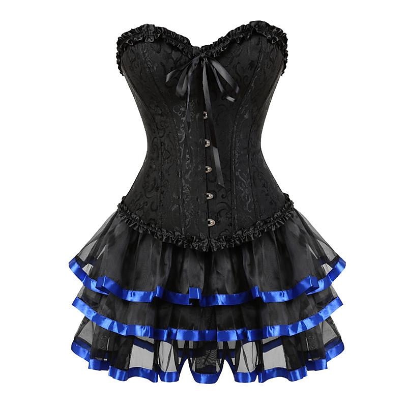 Retro Vintage Outfits Masquerade Pleated Drawstring Tummy Control Jacquard Women's Halloween Carnival Masquerade Performance Party Halloween Adults' Skirt Corset 2025 - $38.99 –P3