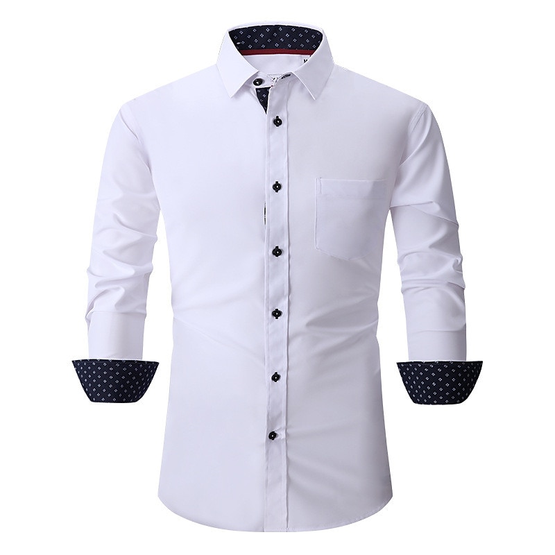 Men's Shirt Summer Shirt Casual Shirt Button Up Shirt Black White Pink Wine Red Long Sleeve Geometric Color Block Lapel Vacation Daily Patchwork Clothing Apparel Polyester Fashion Casual Comfortable 2025 - $22.99 –P4
