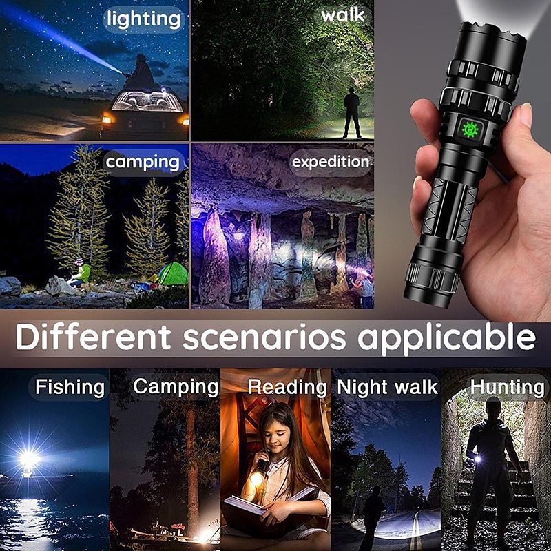 New L2 High-power Flashlight USB Charging Strong Light Tactical Suit Flashlight  Five Color Red Green Yellow  Blue White Light  LED Outdoor Hiking Hunting Flashlight 2025 - $47.99 –P14