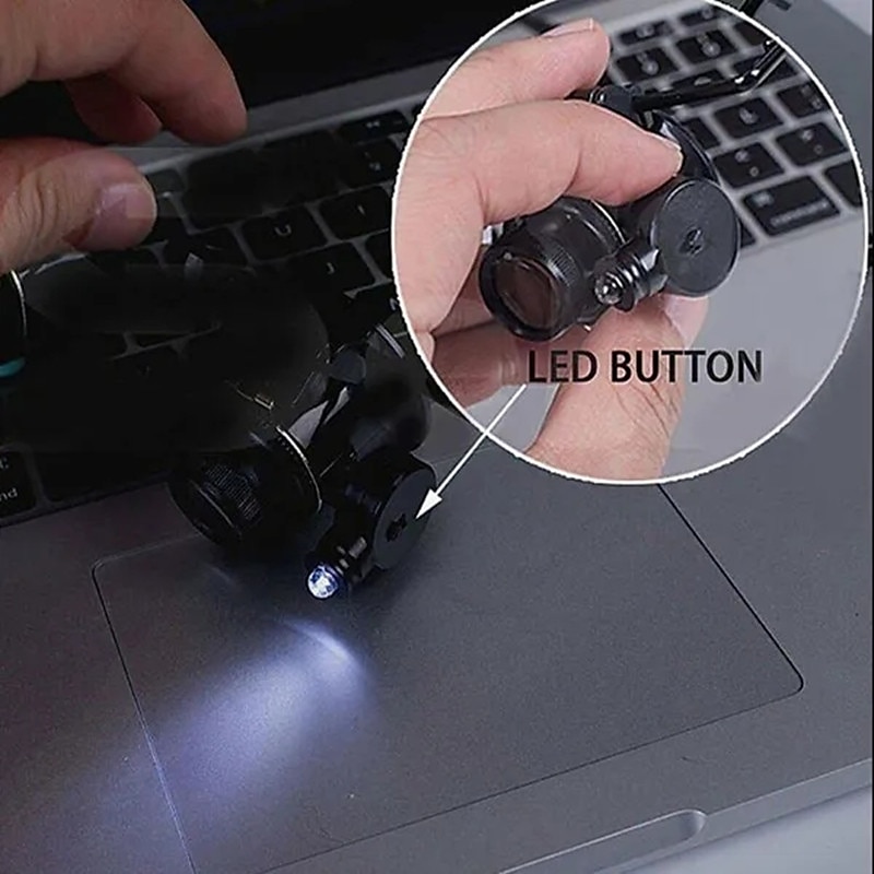20X LED Magnifier Glasses Double Eye Jewelery Watch Repair Tools Lamp Loupes Eyewear Magnifying Glass Light 2025 - $21.99 –P3
