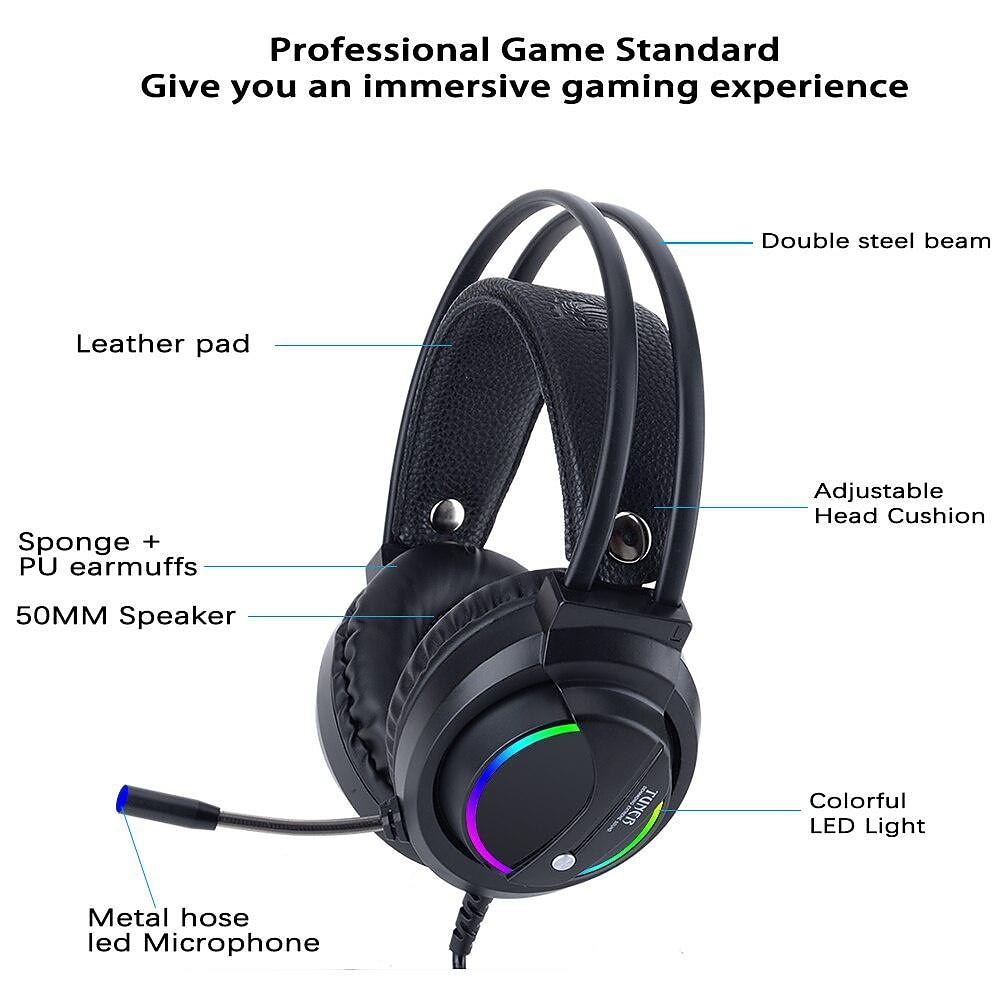 2025年 ゲームヘッドセット 7.1 サラウンドサウンド usb 3.5 ミリメートル有線ゲームヘッドフォンマイクステレオ LED usb ヘッドフォン pc ps4 xbox one ゲーマー  コレクション – $33.99 –P3
