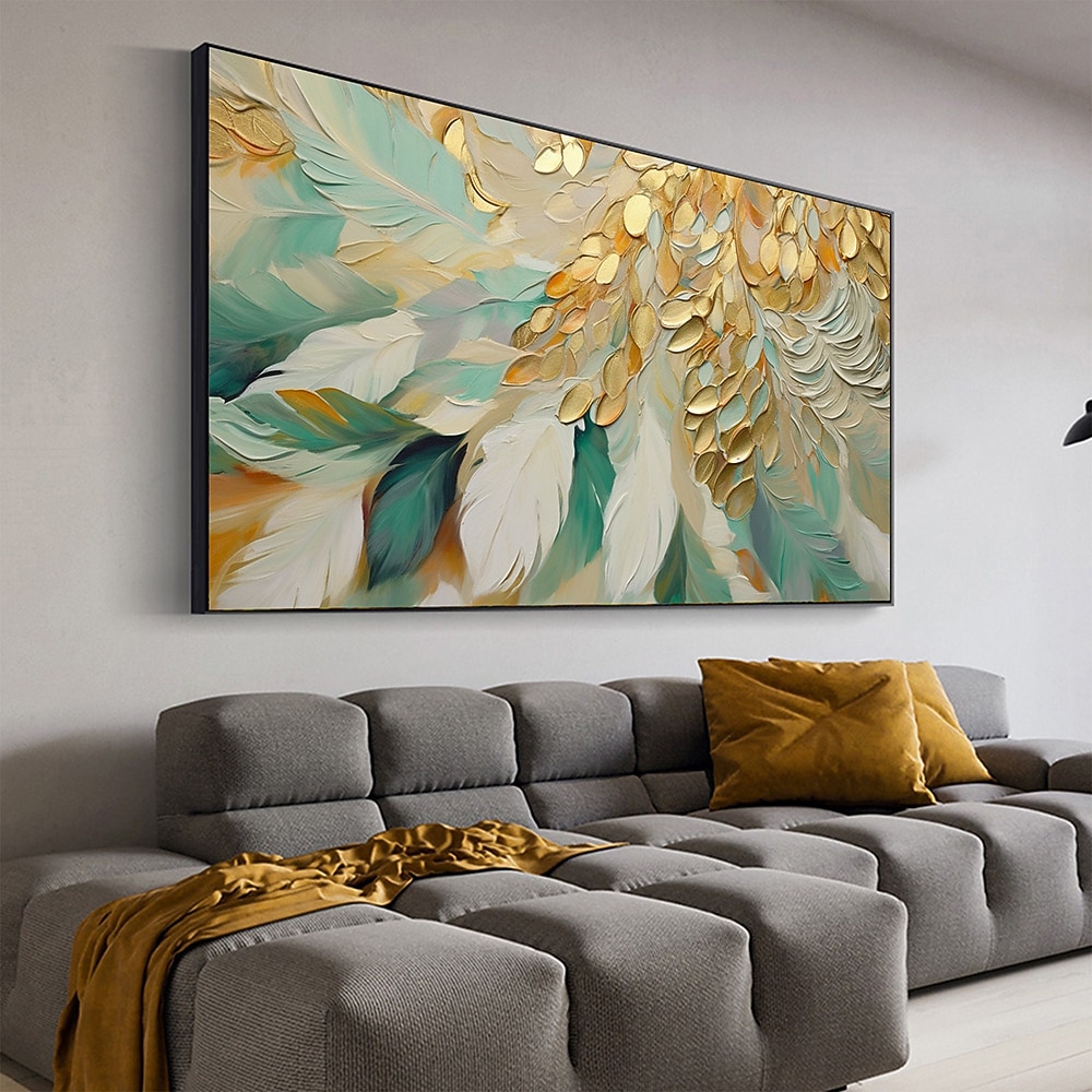 Pintura de arte de pared grande, pintura al óleo de plumas hecha a mano, pintura de textura pesada pintada a mano, obra de arte abstracta para sala de estar, decoración del hogar, lienzo enrollado 2026 - $88.99 –P7