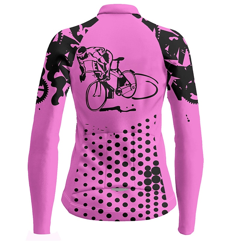 Per donna Maglia da Ciclismo Grafico Manica Lunga Bicicletta Maglia Top con 3 tasche posteriori Mountain Bike MTB Ciclismo su strada Asciugatura Rapida Strisce Riflettenti Tasca Posteriore Traspirante del 2026 a $34.99 –P7