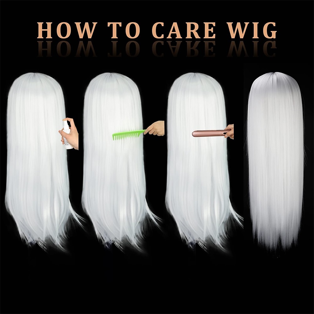 White Wig Straight White Wigs for Women Synthetic Colorful Platinum White Wigs Cosplay 2025 - $24.99 –P5