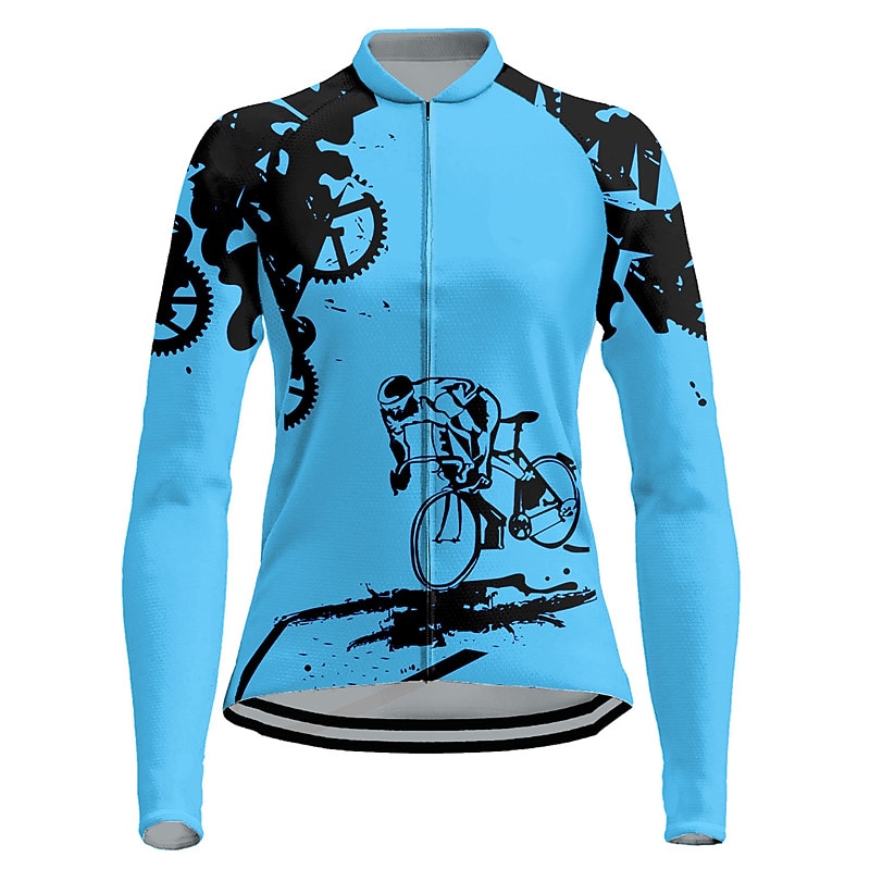 Per donna Maglia da Ciclismo Grafico Manica Lunga Bicicletta Maglia Top con 3 tasche posteriori Mountain Bike MTB Ciclismo su strada Asciugatura Rapida Strisce Riflettenti Tasca Posteriore Traspirante del 2026 a $34.99 –P10