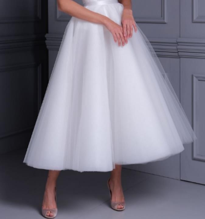 De Baile Longuette Vestidos de noiva Vestidos para Chá de Panela Vestido de Noiva Vestidos Brancos Justos Alças Ombro a Ombro Graduação Aniversário Renda Tule com Pregas Apliques de 2026 por $183.99 –P6