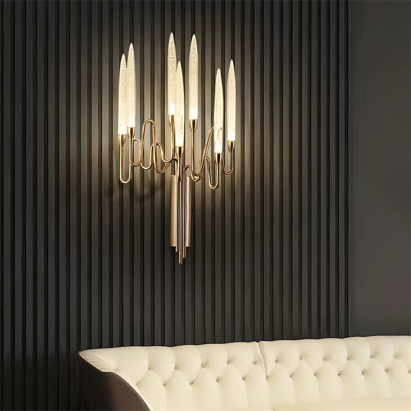 luces de pared de interior de cristal k9 7 cabezas de oro led aplique de pared de estilo nórdico sala de estar tiendas cafés acero blanco cálido luz de pared blanco cálido 110-240v 2026 - $630.69 –P1