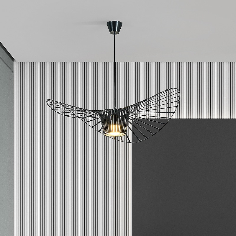 pendellampe vintage stue lysekrone pendellampe 60cm led vertigo lampe pendellampe laget av glassfiber / polyuretan e27 for lampeskjerm, restaurant, bar, kafé, svart 110-240v 2025 - $279.99 –P2