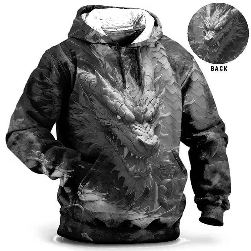Per uomo Animali Drago Felpa con cappuccio Felpe Felpa Maglione Manica lunga Felpa con cappuccio Con cappuccio Giornaliero Stampa 3D Per eventi Per uscire Abbigliamento di strada Stampa del 2025 a $31.99 –P4