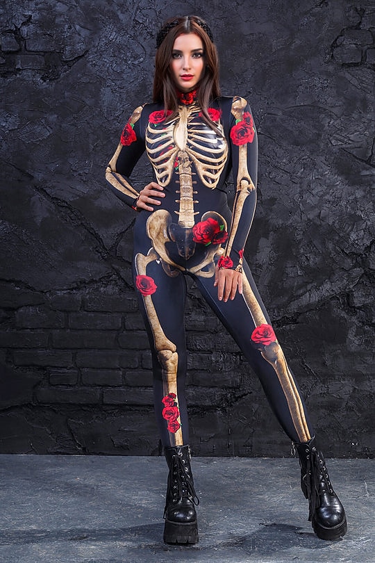 Csontváz Halálfej Halloween Szerepjáték Jelmezek Body Full Body Catsuit Farsangi jelmez Overall Egy darab Ijesztő jelmez Gyermek Felnőttek Női Álarcos mulatság Mardi Gras Parti Halloween Egyszer 2025 - $32.99 –P3