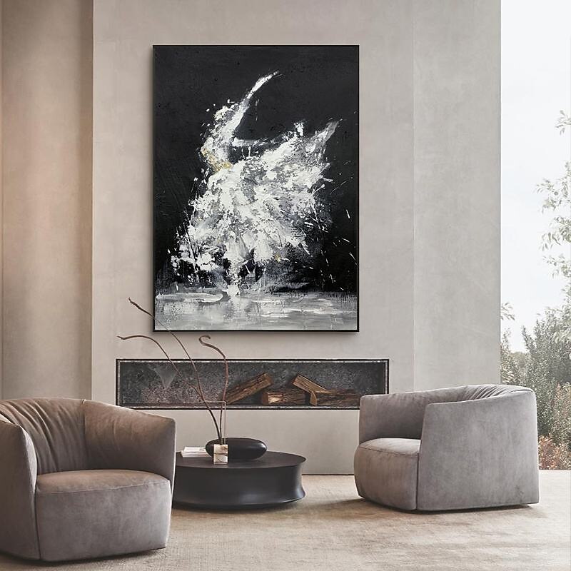Handmade Oil Painting Canvas Wall Art Decoration Modern Abstract Black ...