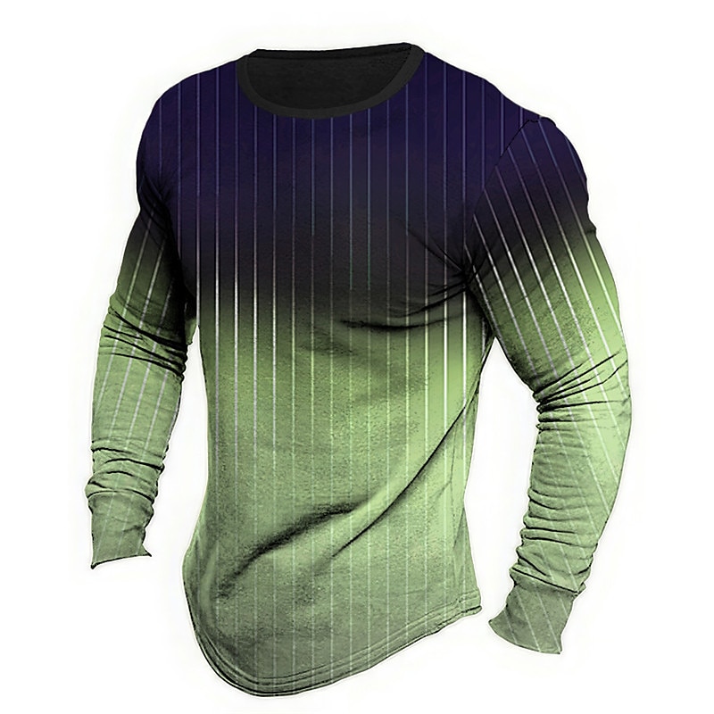 Herren Farbblock Gestreift T Shirt Grafischen T-Shirt Langarm T-Shirt 3D-Druck Rundhalsausschnitt Hemd Designer Retro Vintage Outdoor Täglich Urlaub Rosa Blau Purpur Frühling Sommer Bekleidung S M L 2025 - $19.99 –P3