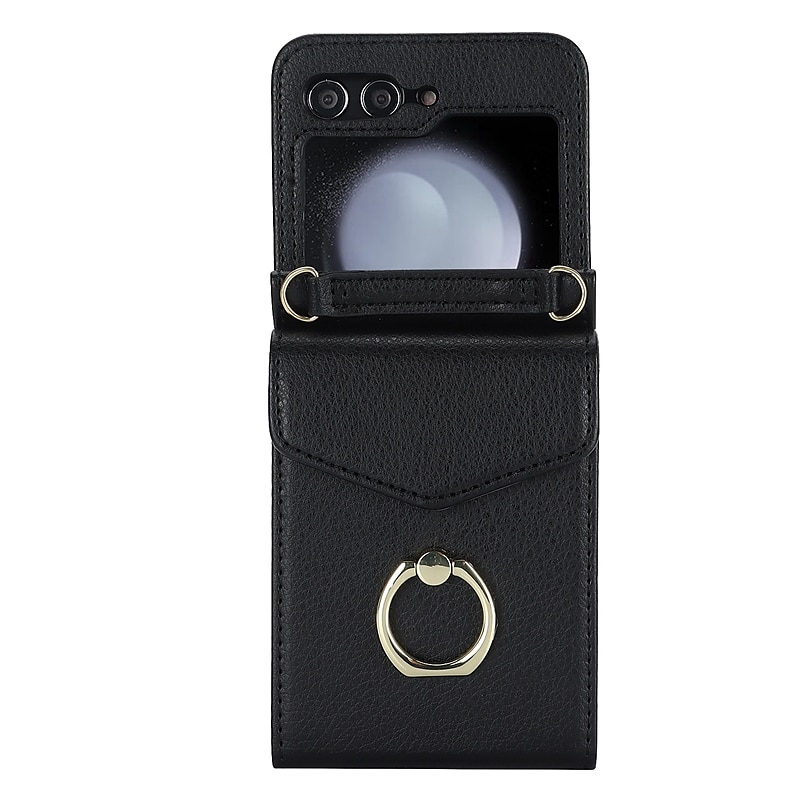 Handy Hülle Handyhüllen Für Samsung Galaxy Z Flip 7 Z Flip 6 Z Flip 5 Z Flip 4 Z Flip 3 Brieftaschenhülle Ringhalter mit Trageriemen Anti-Diebstahl Retro PC PU-Leder 2025 - $32.99 –P11