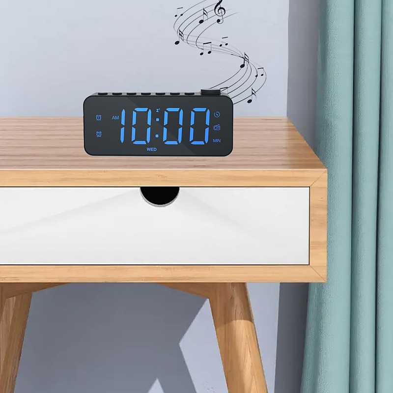 1pc Dynamic RGB Color Changing FM Radio Digital Alarm Clock with Sleep Timer and Dual Alarm - 8 Colors 12/24H Electronic LED Clock 2025 - $29.99 –P6