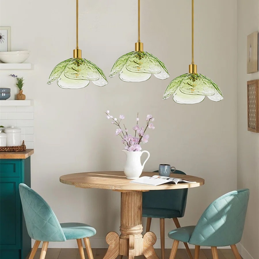 lampada a sospensione a led in vetro lampada da soffitto moderna in vetro soffiato a mano industriale led creativo loft bar cucina lampada da soffitto decorazione della casa installazione rosa verde del 2025 a $279.99 –P11