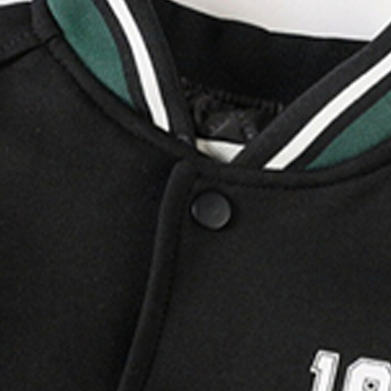 barn pojkar ytterkläder basebolljackor ytterkläder färg block bokstav långärmad fickkappa skolsport mode streetwear grön höst vinter 7-13 år 2025 - $21.99 –P14