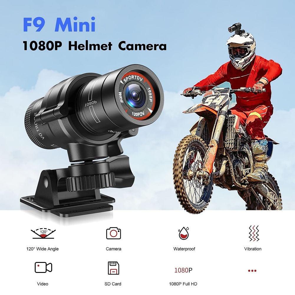 2025年 小型アクションカメラ hd 1080p 防水ミニ屋外バイクオートバイヘルメットスポーツアクションカメラビデオ dv ビデオカメラカーレコーダー  コレクション – $73.99 –P1