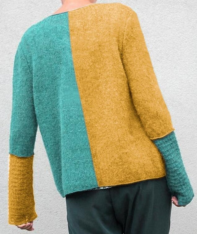 Large size loose geometric color block sweater cardigan  Long sweaters  cardigan, Long sleeve knitted cardigan, Color block cardigan