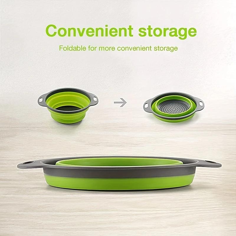 2pcs, panier de vidange pliable en silicone pour le camping et la cuisine en plein air - panier de lavage portable pour fruits et légumes - design réutilisable et créatif de 2025 ? $13.99 –P3