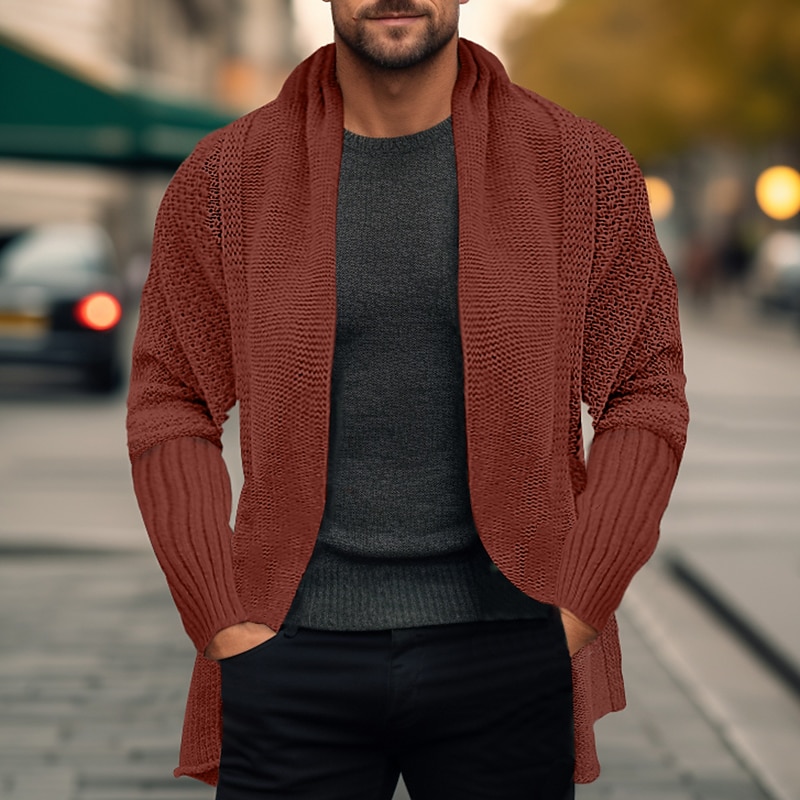 Herre Genser Cardigan Genser Riflet Strikke Normal Strikket عادي Åpen Forside Oppvarminger Moderne Moderne Dagligdagstøy Ut på byen Klær Vinter Svart Rosa S M L 2025 - $28.99 –P8