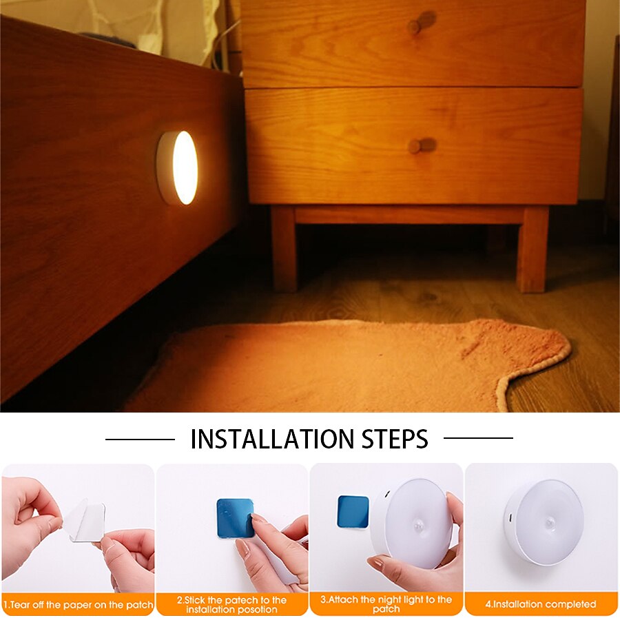 Wireless Motion Sensing Wall Light Charging Night Light Night Automatic Sensing Light Kitchen Bedroom Decorative Light 2025 - $8.99 –P6