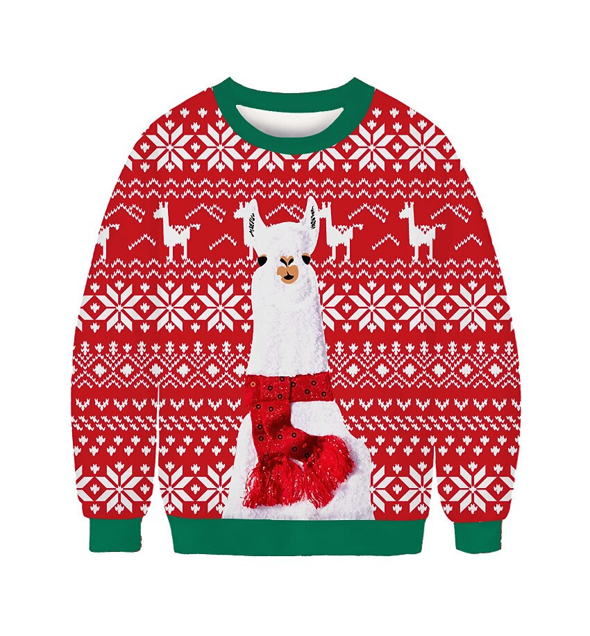 Karácsony Alpaka Pullover Vicces karácsonyi pulóver Állat minta 3D nyomtatás 3D Grafikus Kompatibilitás Páros Férfi Női Felnőttek Karácsony 3D nyomtatás Parti Fesztivál 2025 - $28.99 –P1