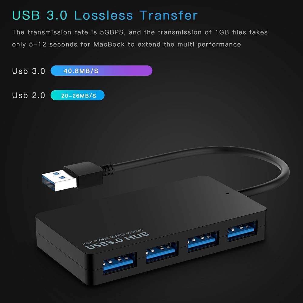 USB-концентратор 3.0, 4-портовый ультратонкий USB-концентратор 3.0, портативный адаптер, высокоскоростное расширение, мульти-разветвитель USB-концентратора, кабель-адаптер для ПК, ноутбука 2025 - $11.99 –P4